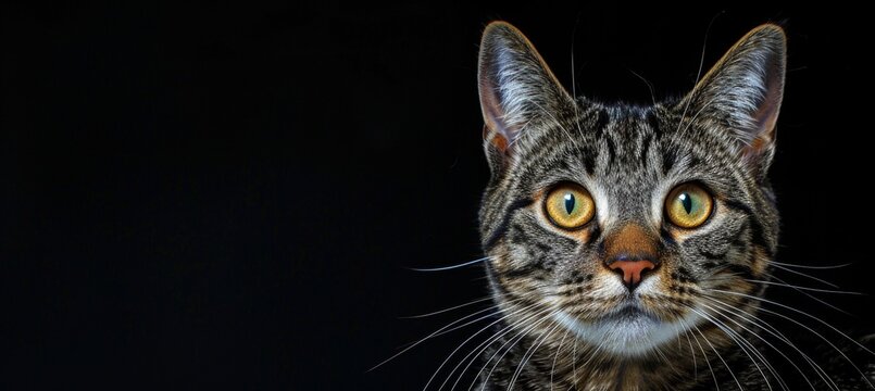 Male kodkod and kitten portrait with ample space for personalized text insertion