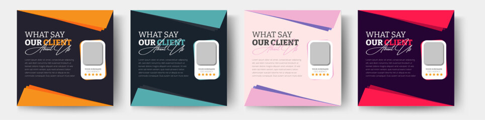 Client testimonials or customer feedback social media post web banner template - obrazy, fototapety, plakaty