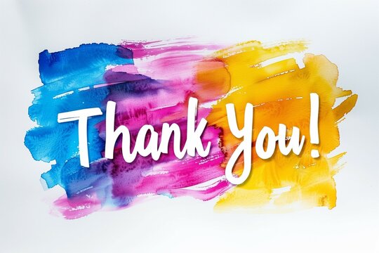Thank you message against abstract background with watercolor paint splashes.