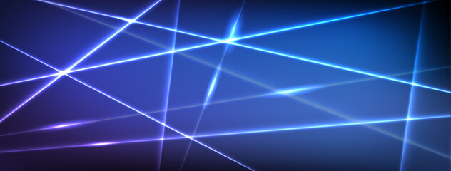 Vector horizontal dark background with bright neon lines.