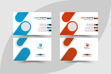 modern design template for business card design, vector file, blue, orange.