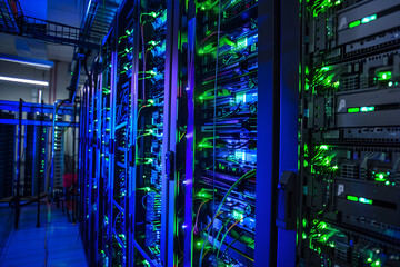 The Luminous Heart of Technology: A Detailed Insight into an Advanced IT Server Room