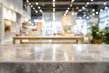 Fototapeta na wymiar Elegant Marble Table in Modern Interior Design Store Concept