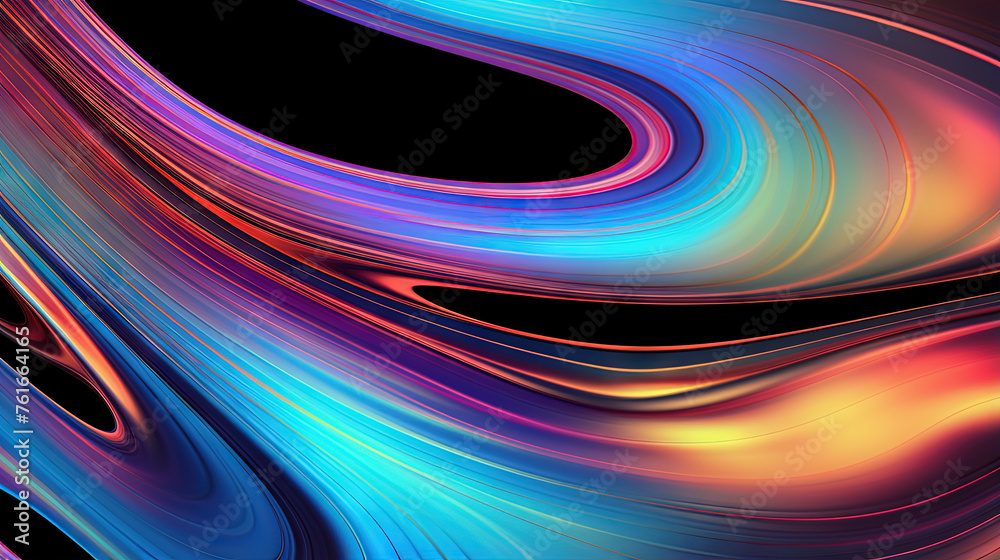 Poster vibrant abstract waveform with fluid motion and colorful gradients.