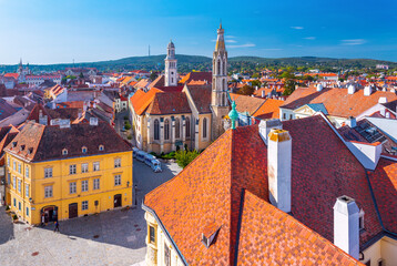 Cityscape of Sopron, an old Hungarian town. View from the Fire Tower.