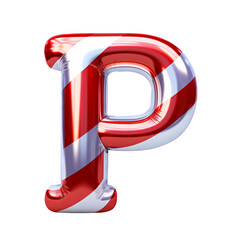 USA flag style metallic P alphabet balloon Realistic 3D on white background. Generative ai