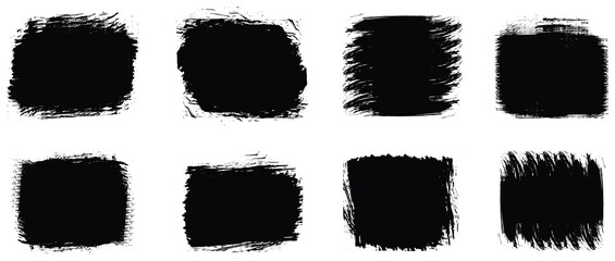 Set of grunge square template backgrounds. Vector black painted squares or rectangular shapes.Set of grunge square template backgrounds. Vector black painted squares or rectangular shapes. Hand drawn 