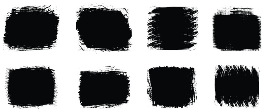 Set of grunge square template backgrounds. Vector black painted squares or rectangular shapes.Set of grunge square template backgrounds. Vector black painted squares or rectangular shapes. Hand drawn 