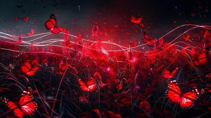 Cercles muraux Papillons en grunge butterflies, futuristic, scifi, data waves on ground, behance