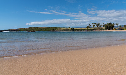 Tranquil bay near ocean and sandy beach