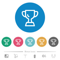 Trophy cup outline flat round icons