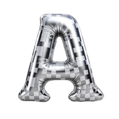 Fototapeta na wymiar Silver gingham metallic A alphabet balloon Realistic 3D on white background. Generative ai