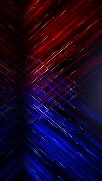 Vertical Red and Blue Hero Cosmic Lines 4K Loop features red and blue cosmic trails intersecting each other against a dark background in a vertical ratio loop.