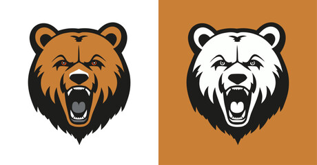 Bear colored head logo icon 002