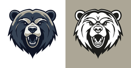 Bear colored head logo icon 006