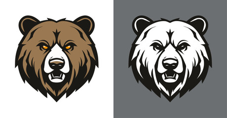 Bear colored head logo icon 005