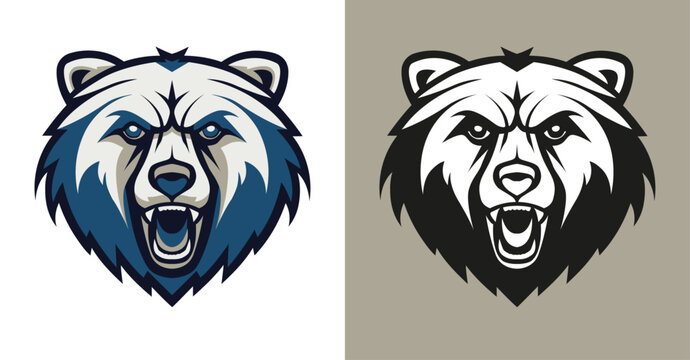 Bear colored head logo icon 003