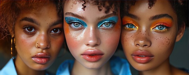 Obraz premium Diverse female models in stylish makeup
