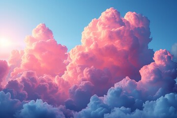 A pastel sky with bright clouds creates a beautiful and subtle atmospheric backdrop, exuding a...