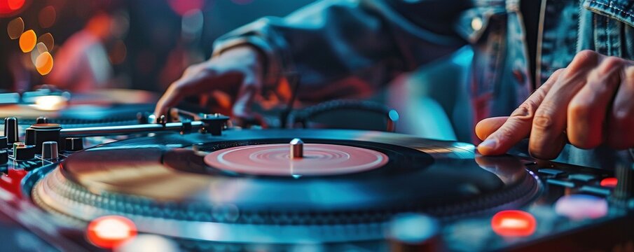 DJ doing record Scratching in nightclub