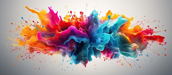 An organism made of colorful smoke in shades of purple, pink, violet, magenta, and electric blue, creating an artistic pattern resembling paint on a white background