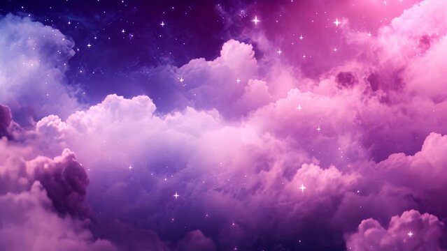 Night sky with clouds and stars. Colorful abstract background. 3D rendering, Abstract starlight and pink and purple clouds stardust, AI Generated