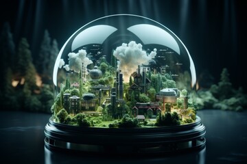 Glass Globe Encasing Cityscape