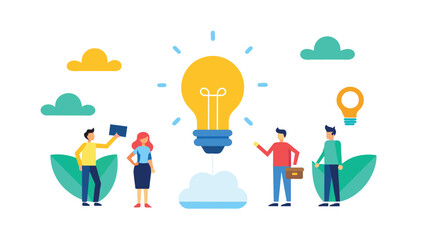 mini people create idea to success business vector .eps