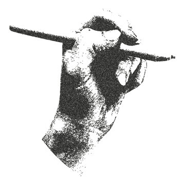 recommend clip art: Hand hold pen. Retro photocopy effect. Trendy y2k element for design