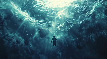 Foto auf Alu-Dibond Man falls into the depths of the sea ©  Mohammad Xte