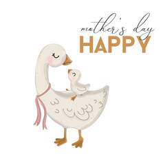 mommy goose and baby gosling © Татьяна Мешко