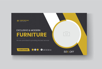 Furniture sale youtube thumbnail or web banner template