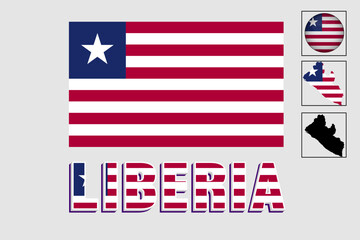 Naklejka premium Liberia map and flag in vector illustration