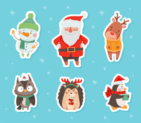 Cute Christmas Character with Pretty Face Vector Set