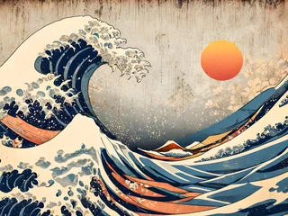 Fototapeten Abstract wave on grunge background.  illustration Vintage style. © wannasak