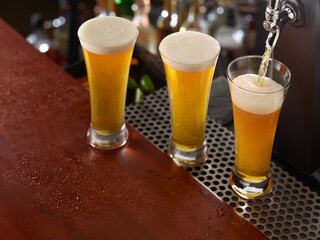 3 beers poured