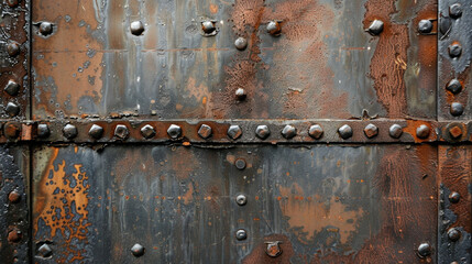 A riveted piece of old metal sheet background