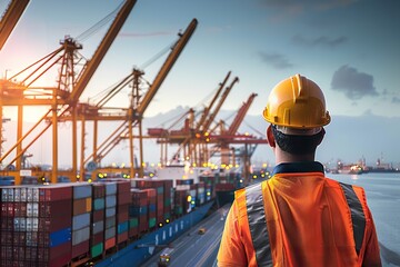 Dedicated Logistics Experts Monitor the Efficient Loading of Cargo Containers, Ensuring Smooth Global Trade at a Bustling Maritime Terminal.