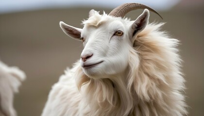 A Goat With Its Fur Ruffled By The Wind - obrazy, fototapety, plakaty