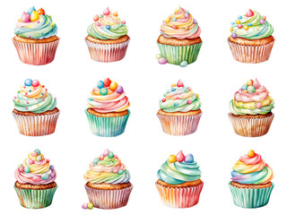 Colorful Cupcakes Decorated with Sprinkles