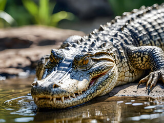 Obraz premium Crocodile in the nature, close-up portrait.