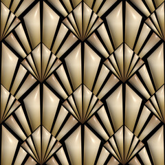 Gold 3d seamless pattern. Retro style