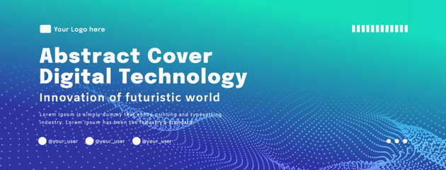 Digital technology poster cover speed connect blue green background, cyber information, abstract communication, innovation future tech data, internet network connection, Ai big data blend illustration