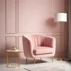 decor-A-minimalist-armchair-in-a-soft-blush-pink-velvet-fabric--paired-with-slender-gold-legs-and-placed-in-a-light-filled-room-with-minimalist-decor
