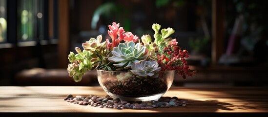 Succulent in a vase on a table