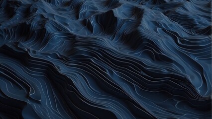 Nautical Depths Dark Blue Topography Pattern Repeating Against Black