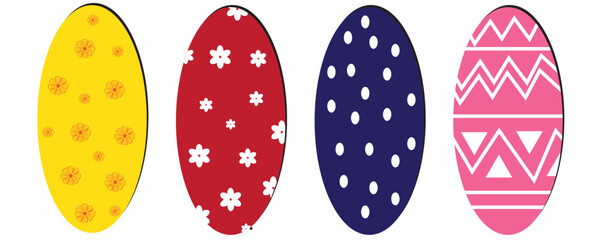 Happy Easter. Color Easter eggs on white background. Vector illustration.