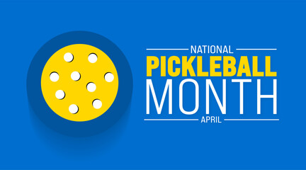 April is National Pickleball Month background template. Holiday concept. use to background, banner, placard, card, and poster design template with text inscription and standard color. vector
