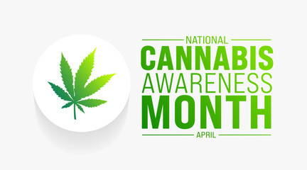 April is National Cannabis Awareness Month background template. Holiday concept. use to background, banner, placard, card, and poster design template with text inscription and standard color. vector