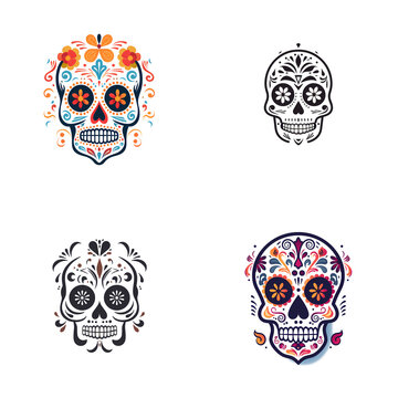 Sugar Skull Calacas Icon 2D Logo | No Background